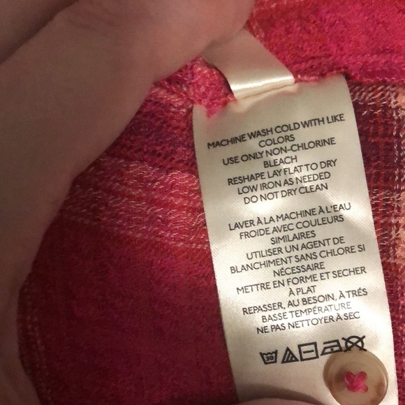 ❤️ XS ❤️ NWT Anthro Top Buttondown Plaid Patch Pockets Oversized​ - Picture 5 of 7